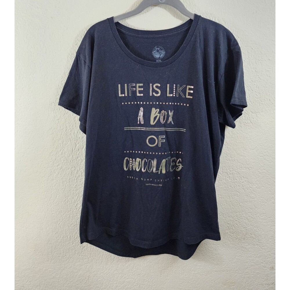 Bubba Gump Shrimp Co Juniors XXL Black Life is Like a Box of Chocolates T-Shirt